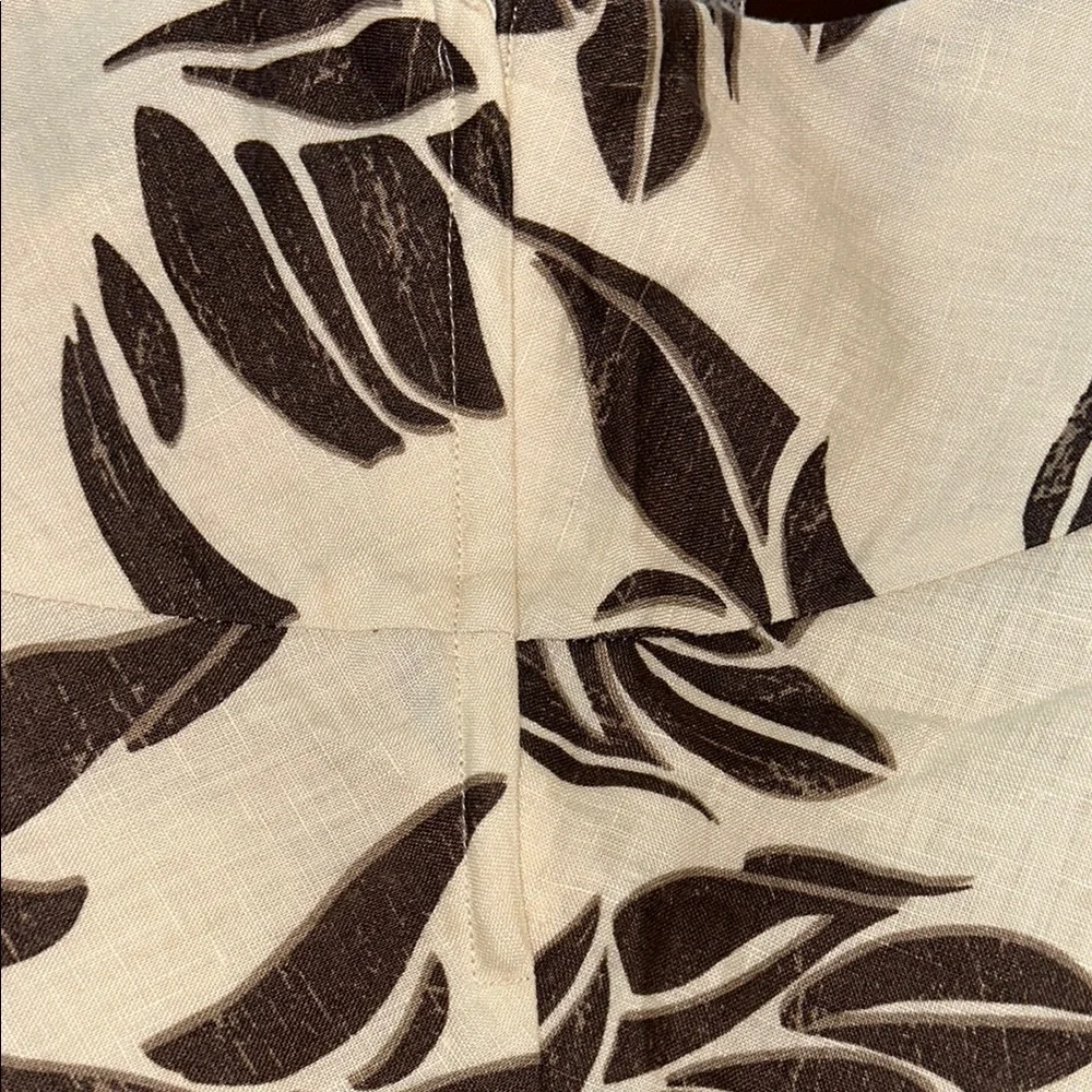 🤎 H&M Brown & Ivory Leaf Print Lined Linen A-Line Skirt Women’s Size 6 - Picture 10 of 16